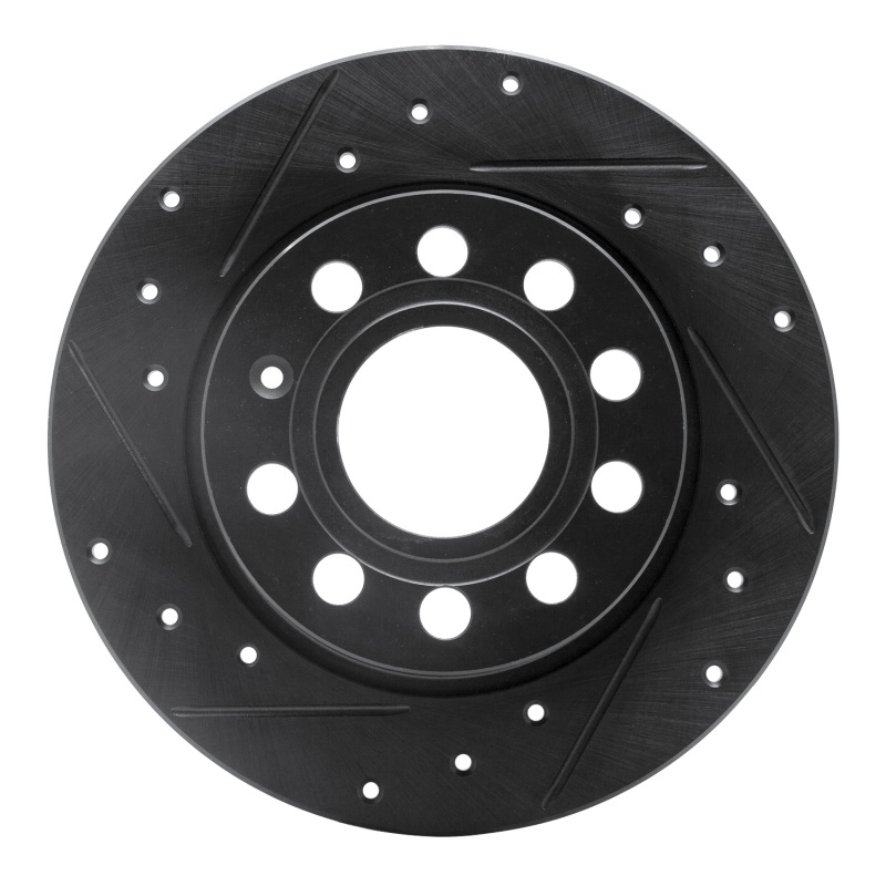 Audi A3 Brake Rotor (1) - Rear Left - R1 Concepts - Drilled & Slotted - Black - `10-`19